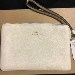 White leather coach wristlet